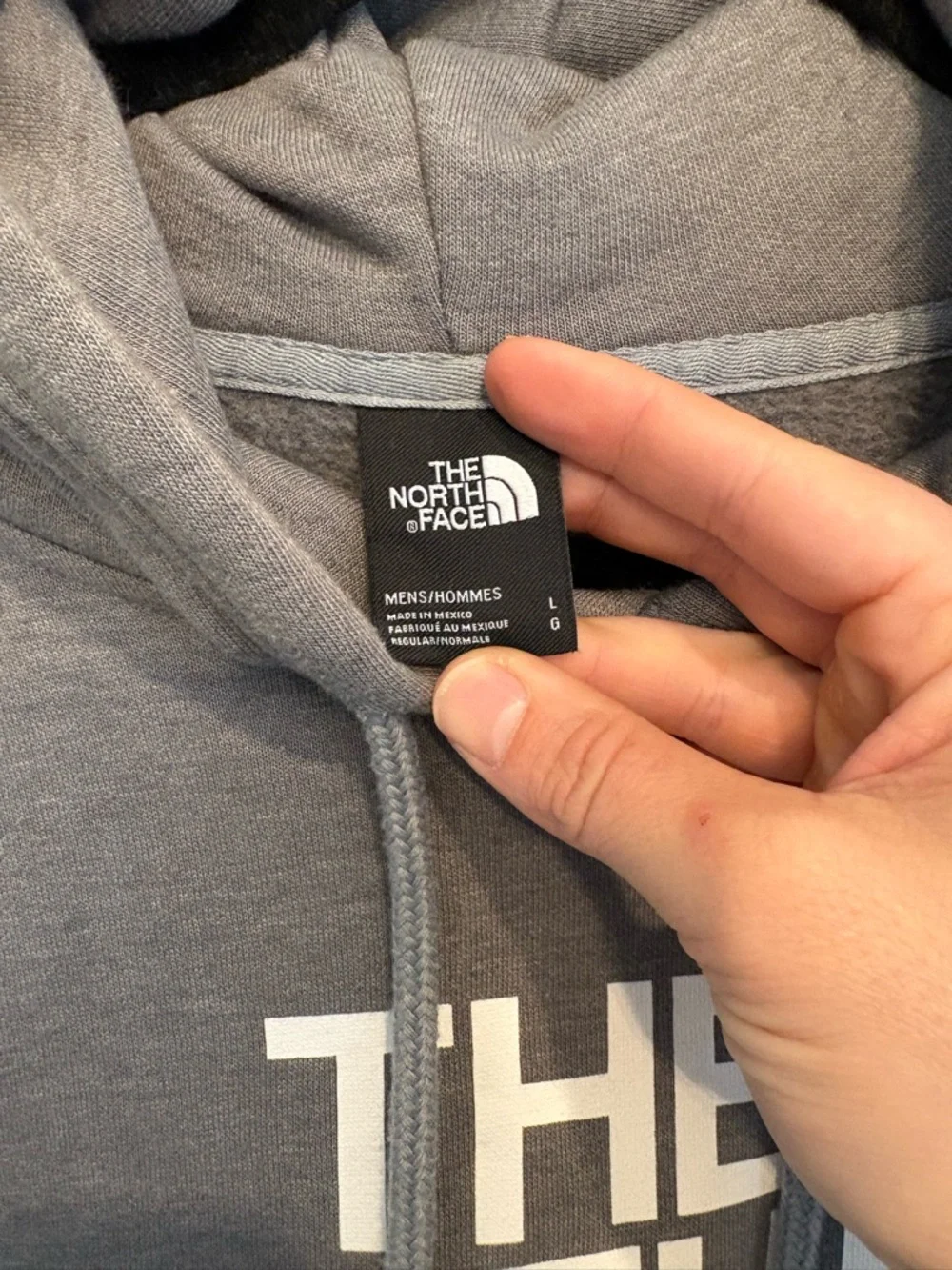 The North Face Hoodie Mens L Gray Big Logo Pullover Sweatshirt Streetwear